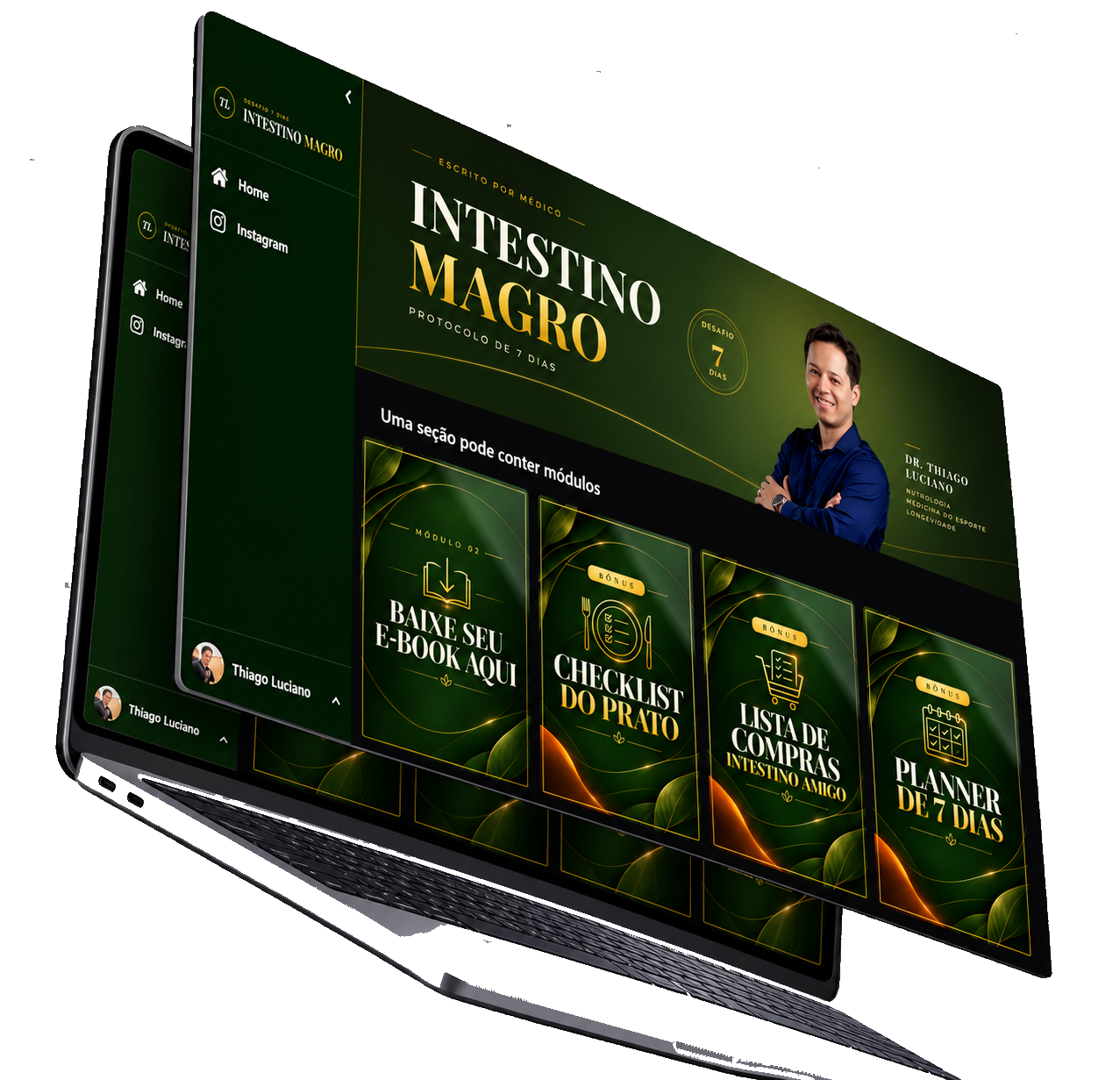 Área de membros Intestino Magro no notebook